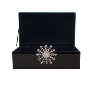 Jewelry Box Black Glass Box Jeweled Storage TV Remotes